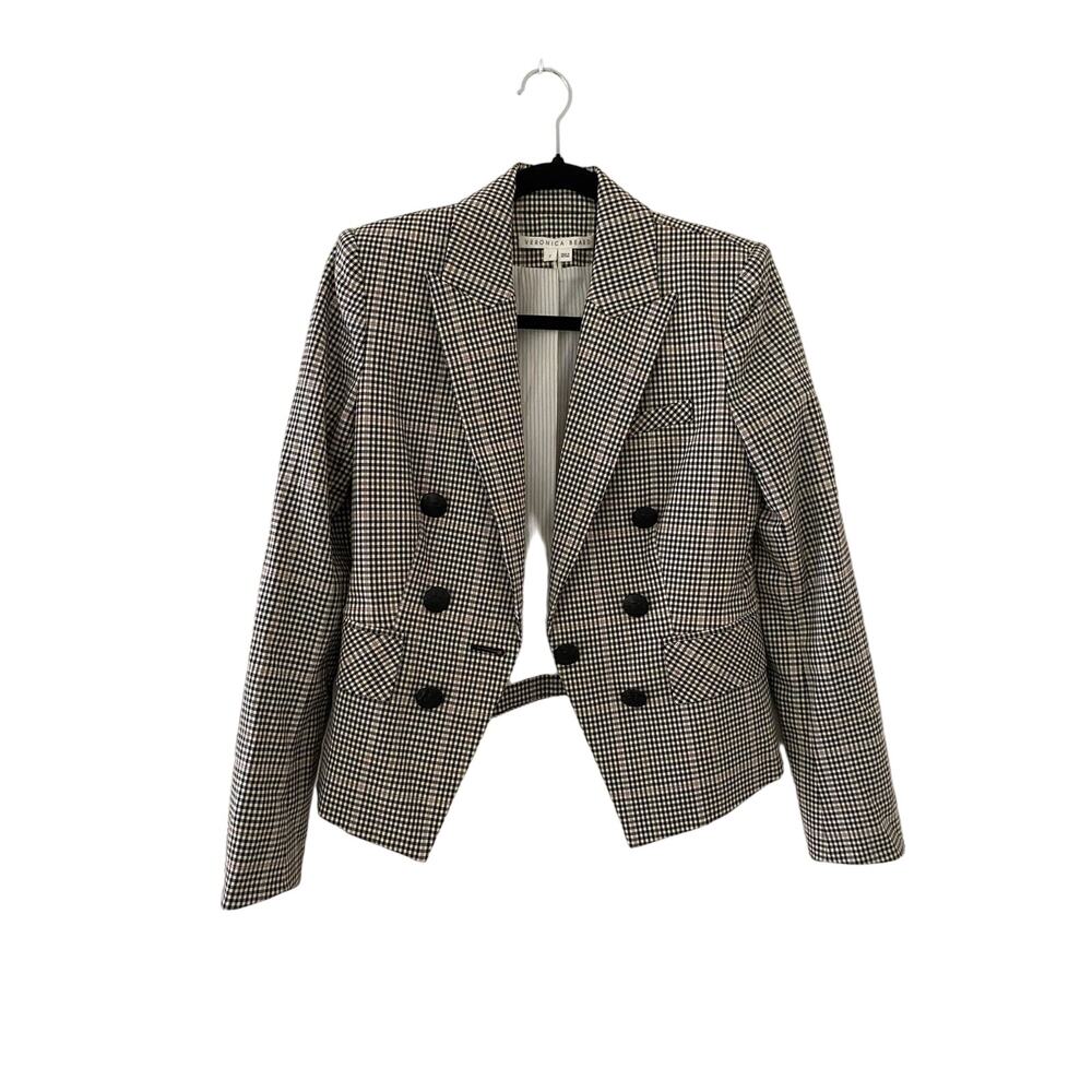 Veronica Beard Grey Plaid Diego Dickey Jacket Blazer 2 EUC